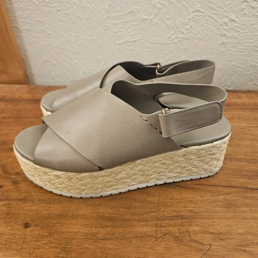Vince Women's Jesson Platform Espadrille Sandals US Size 6M EUR Size 36 Gray Tan